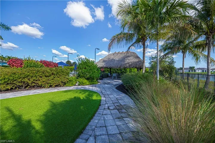 path just outside of the pool for solitude leads to the Tiki Hut