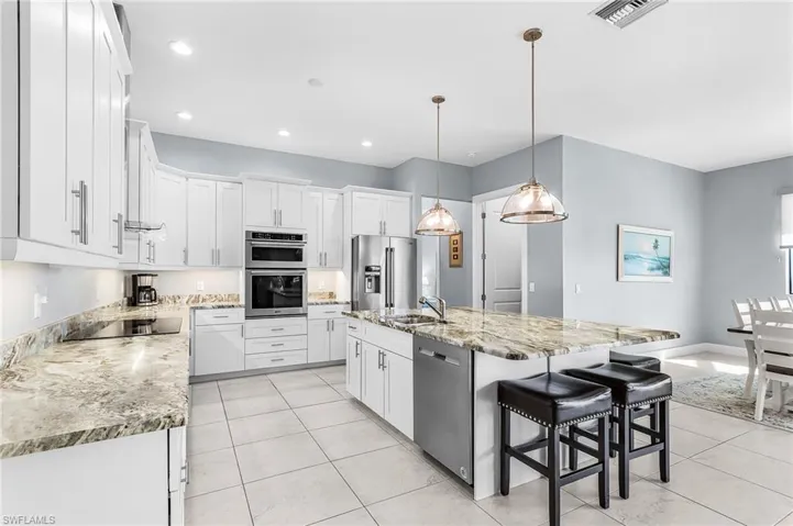 very large kitchen, stainless steel