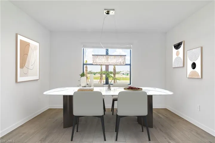 Dining area featuring wood style flooring