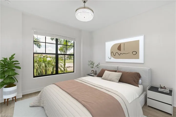 Bedroom with wood style flooring