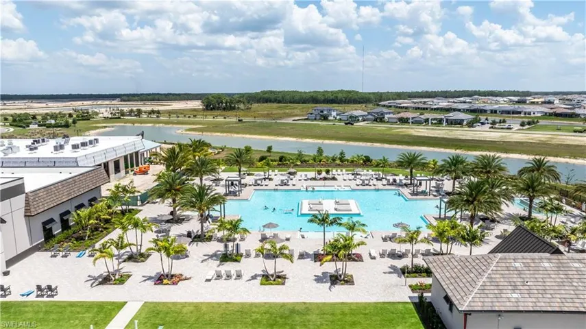 Aerial view featuring pool