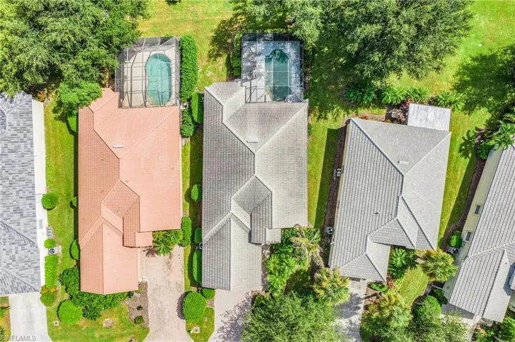 Aerial view of a pool