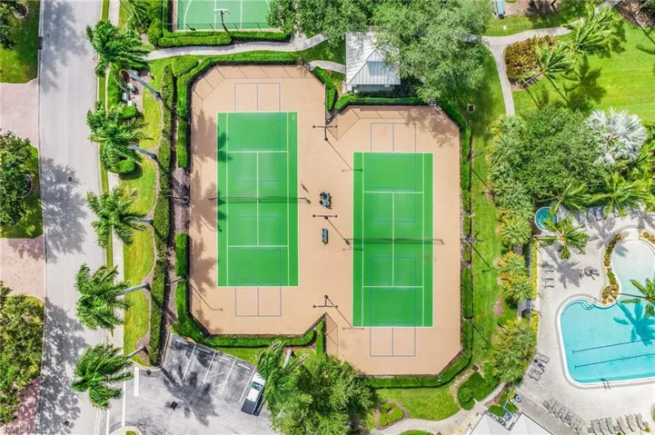 Drone / aerial view of a pool area