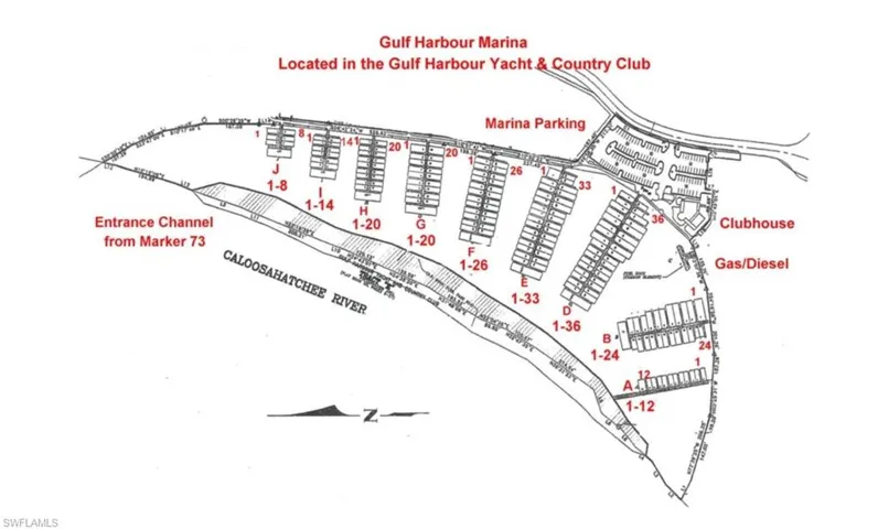 Marina Map. Illustrating the layout of the Gulf Harbour Marina and its components