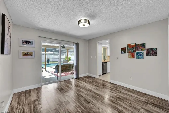 Flex space can be used as a dining room or kids play area.