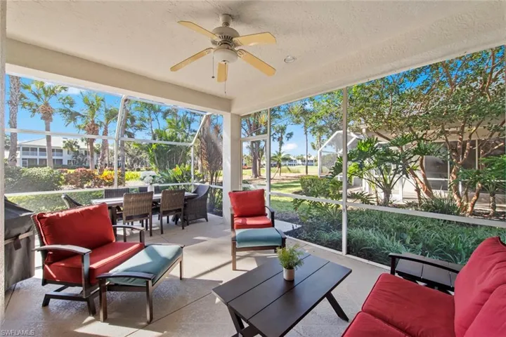 Covered area looking out to golf course