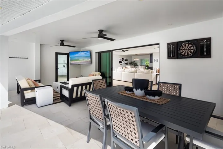 Dining space featuring ceiling fan