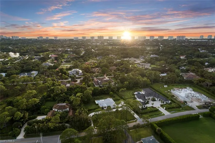 View of aerial view at dusk
