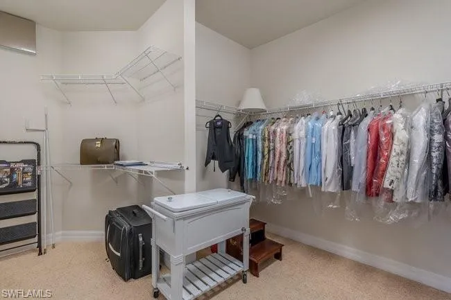 Walk in closet featuring carpet