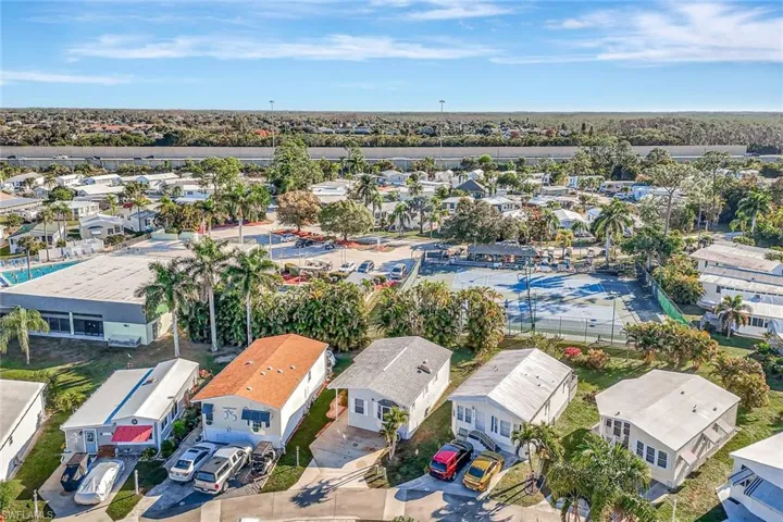 Aerial perspective of suburban area