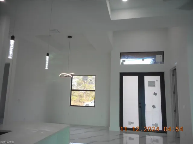 Foyer with a towering ceiling