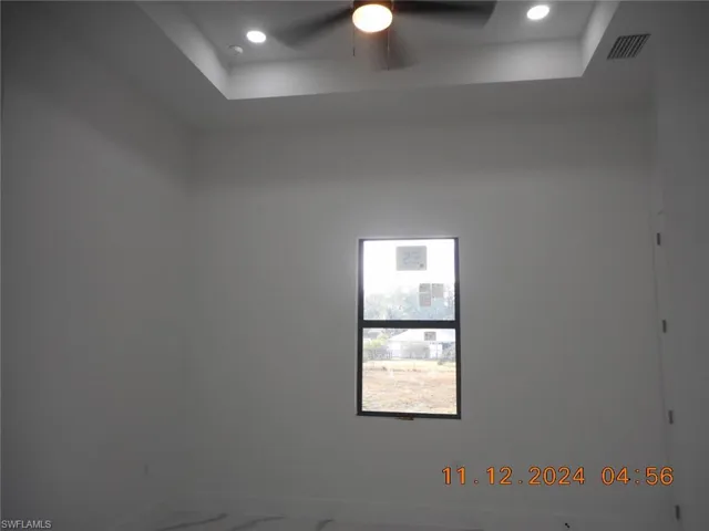 Master bedroom with ceiling fan