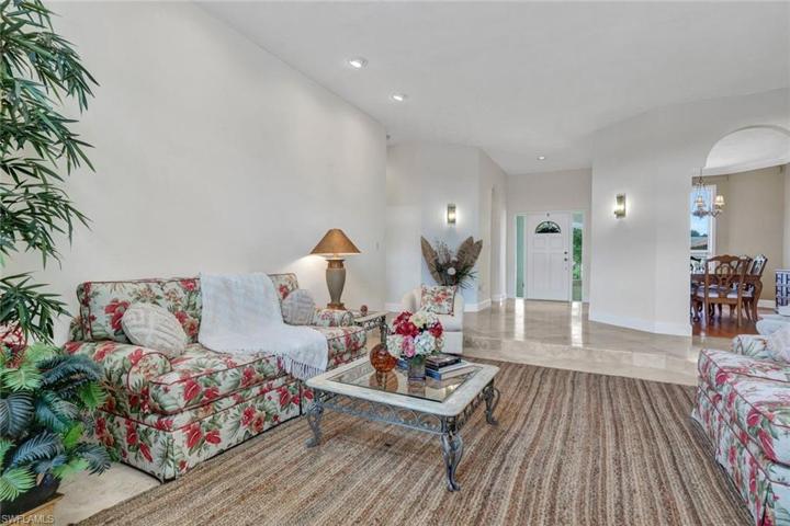 View to Front Foyer Entry-  Travertine Stone Flooring