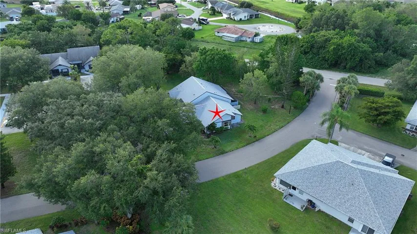 Aerial perspective of suburban area