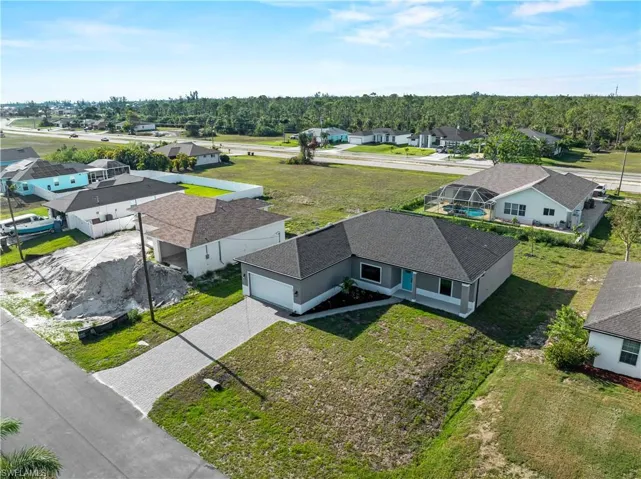 Aerial perspective of suburban area