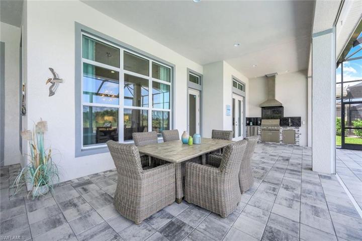 The outdoor kitchen makes grilling outdoors very convenient.