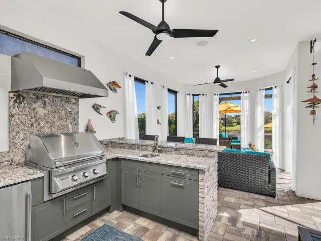 Custom Summer Kitchen & Bar w/ granite & stack stone