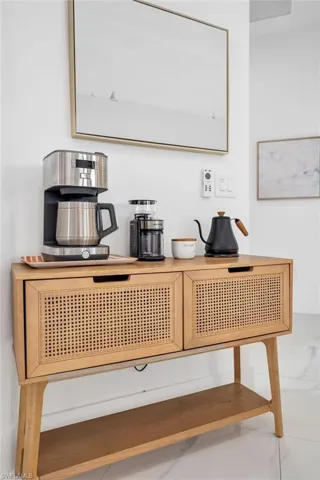 Detailed view of coffee bar