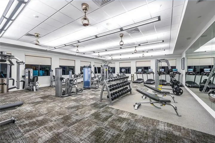 Gym with carpet flooring