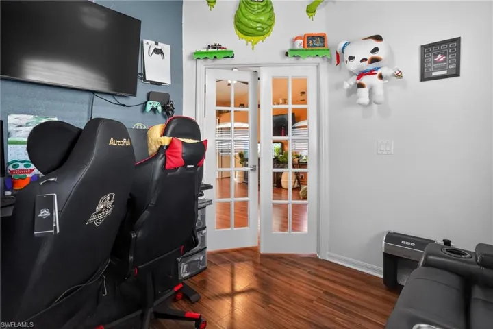 Double door entry into the flex space.