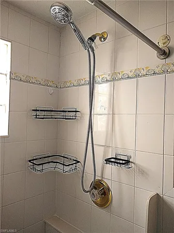 Bathroom view of tiled shower
