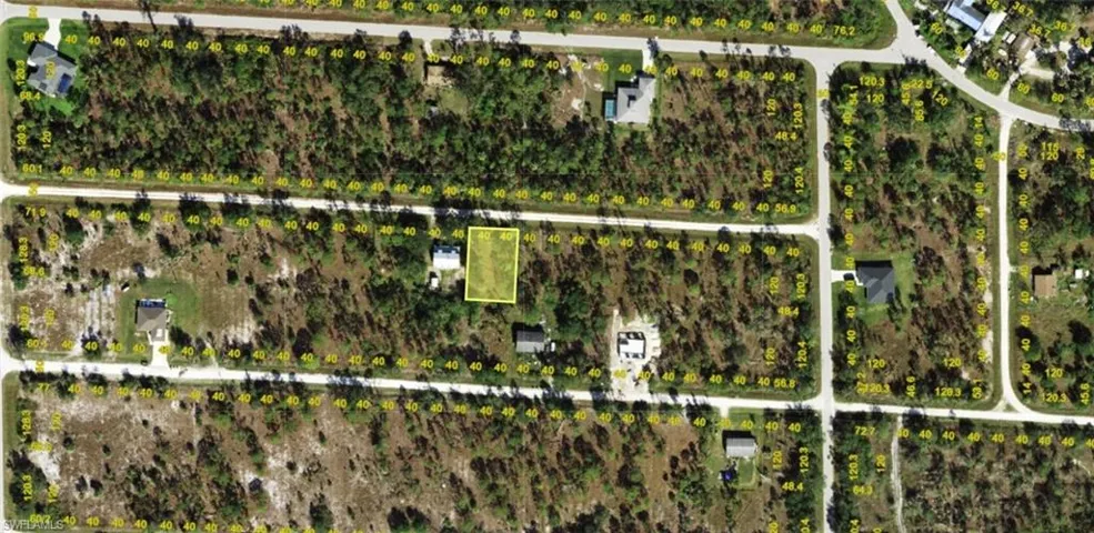 Aerial map. Displaying the property's boundaries and surrounding parcels