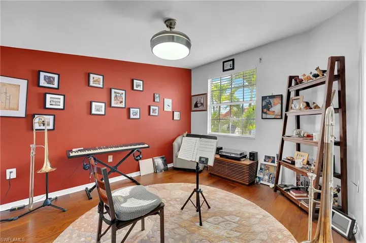 The third bedroom is currently styled as a music room, offering a beautifully versatile space where the possibilities are truly endless—ideal for a studio, office, den, or private retreat tailored to your lifestyle.