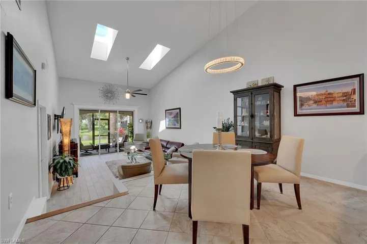 Two fabulous skylights allow natural light to stream into the space, creating a bright, airy ambiance that enhances the home’s open and inviting feel.