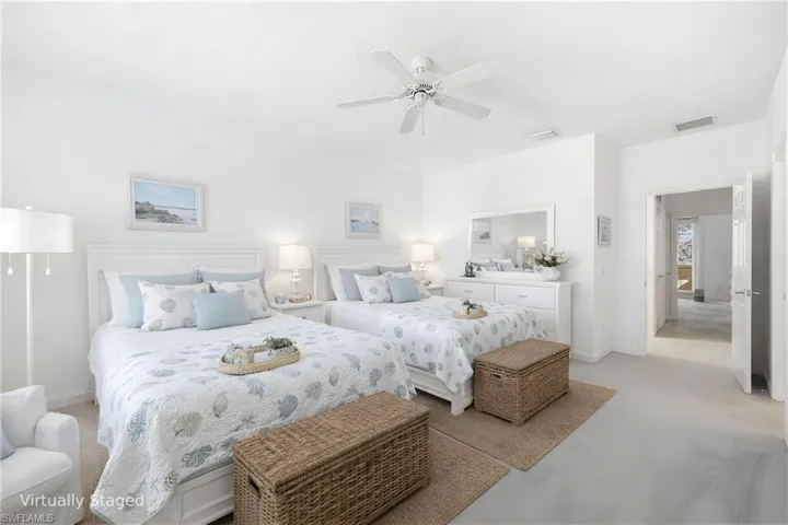 Virtually Staged extra large second floor Bedroom that fits TWO Queeen beds