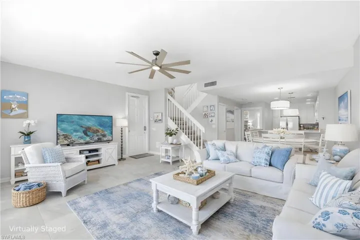 Virtually Staged Living/Dining/Kitchen area