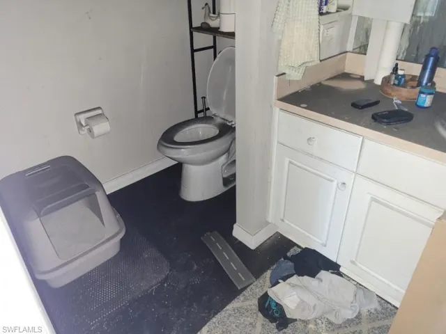 Bathroom featuring vanity and toilet
