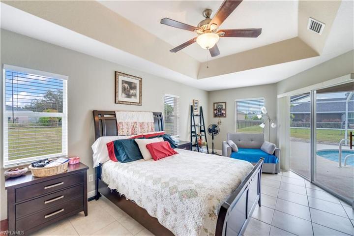 Master bedroom with pool access.
