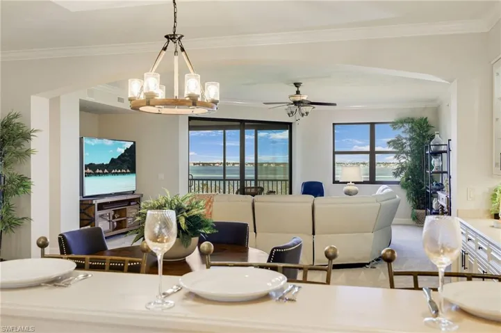 Kitchen view to Dining and Living Room