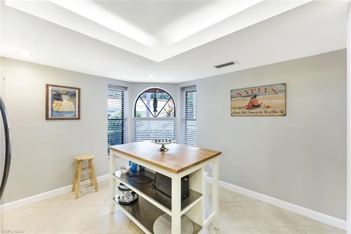 View of tiled dining area