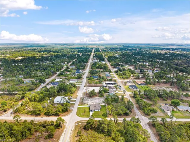 Aerial perspective of suburban area