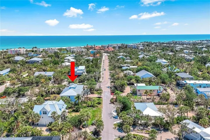 Aerial view of a nearby body of water