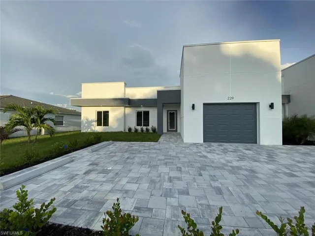 Modern home with a garage