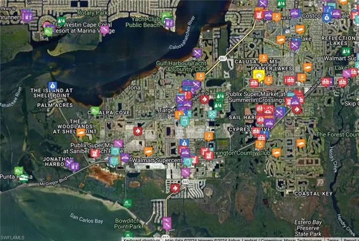 Map of 1 mile radius restaurants/shops/doctors, etc.