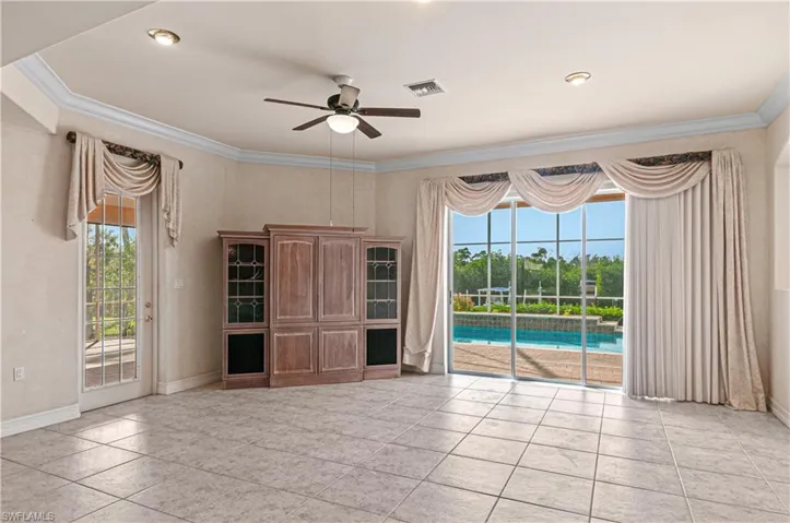 Family room overlooking the pool