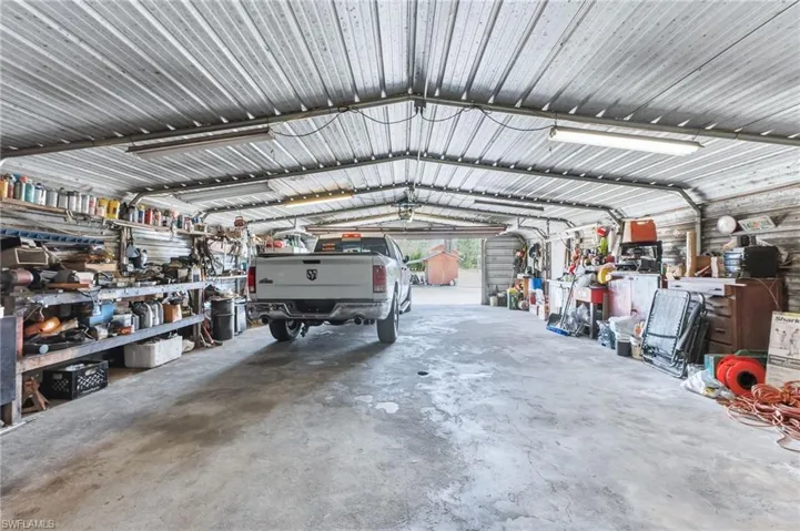 Garage with a workshop area
