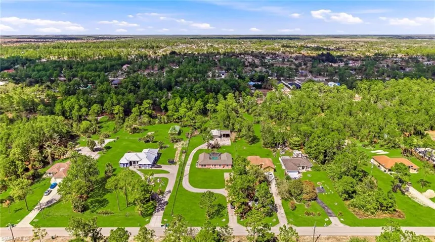 Aerial perspective of suburban area