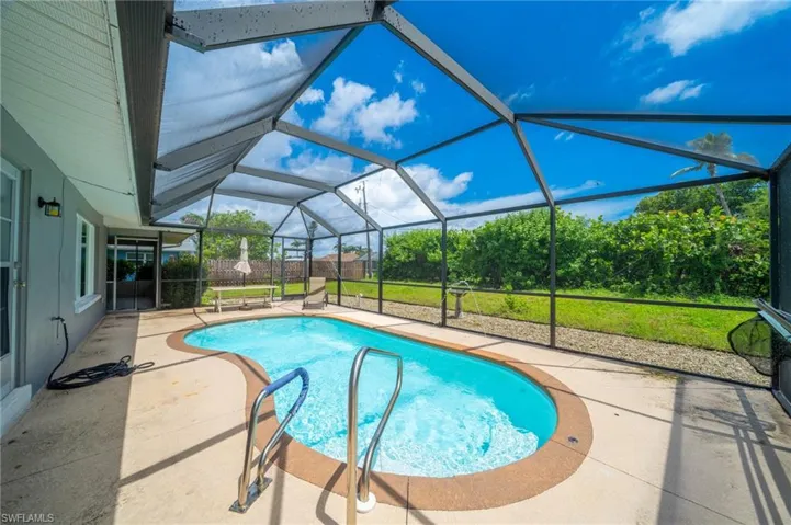Swimming pool with a patio and a lanai