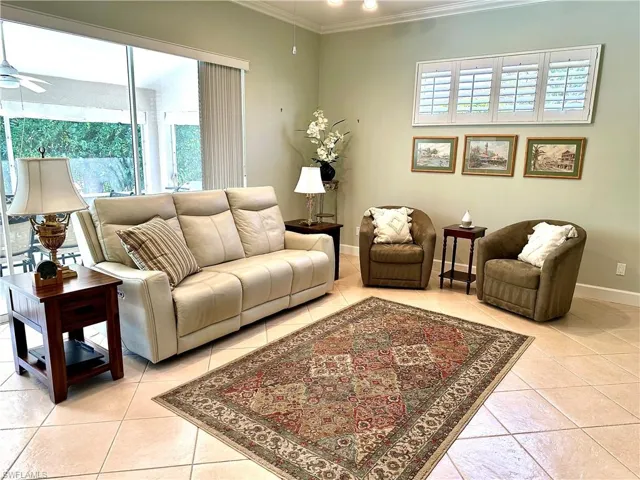 The living room is spacious and has 12' of glass sliders.  This gives a great expantion of space, when open to the patio area.