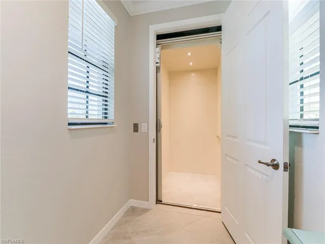 The private elevator is great for groceries and taking out the family pet.