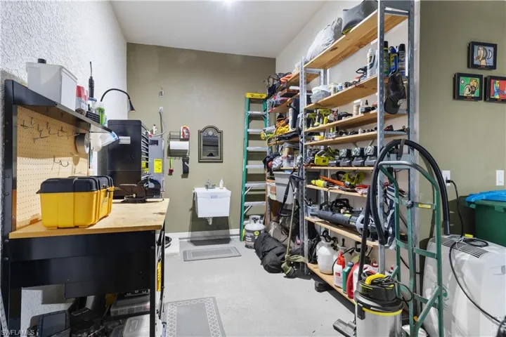 Workshop in the Garage with a Tub