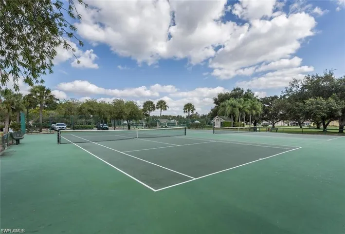 Community offers tennis court, pickleball, shuffleboard and basketball court.