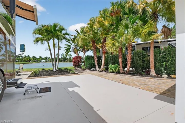 View of patio featuring a water view