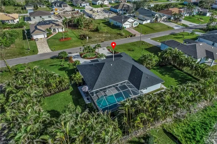 Aerial perspective of suburban area