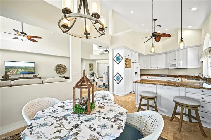 Plenty of seating options in the kitchen, living room or dining.
