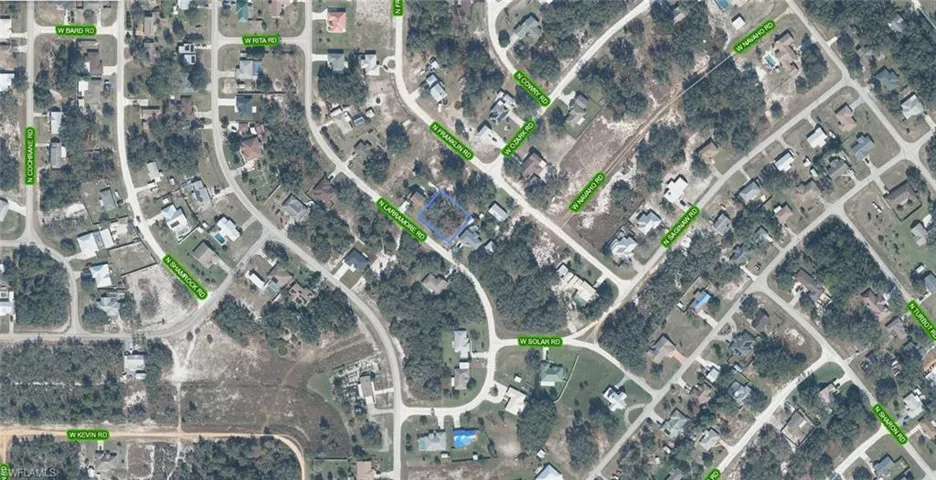 Aerial Map. Displaying the property and surrounding area with identified roadways